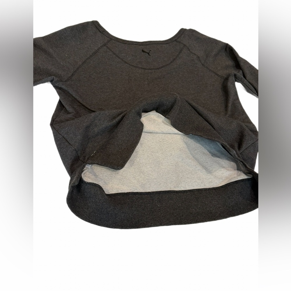 Womens XL Puma Boat neck sweatshirt, black logo on dark grey MOSTLY COTTON TOP - Picture 5 of 14